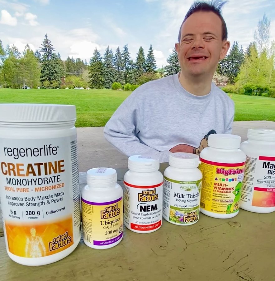 Instagram post by @connorgetsdown for Natural Factors. Caption reads: [...] form! That’s why he chooses to use....