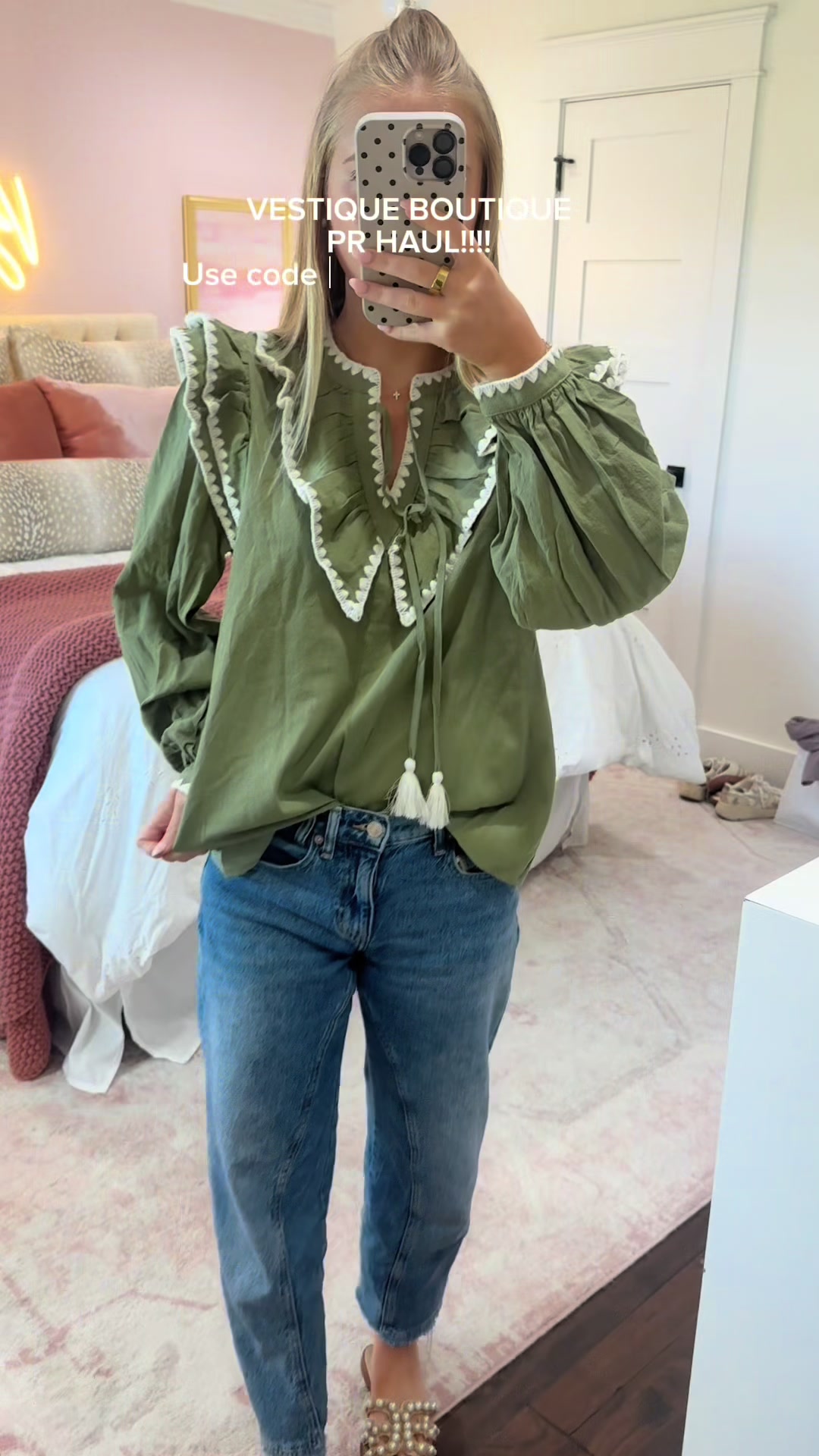 TikTok post by @bai.burris for Vestique. Caption reads: TY TY TY @vestique 💛💛💛💛💛 #pr #boutique #girly....