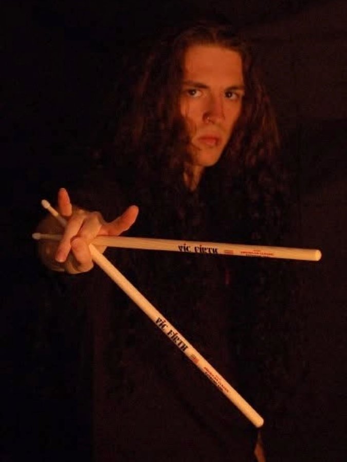 Instagram post by @66samus for Vic Firth. Caption reads: 2008 baby Samus 😆🤘 ohhh yurrrr! See you bahees....