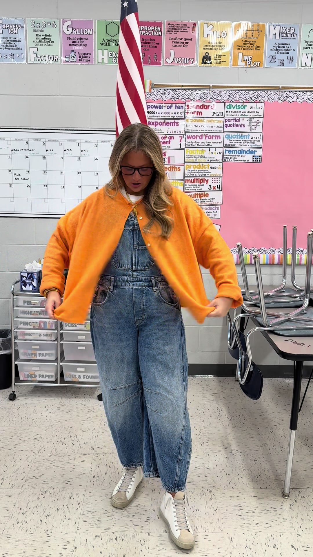 TikTok post by @mrs.hanveyteaches for Vestique. Caption reads: [...] #elementaryschool @Free People @vestique .