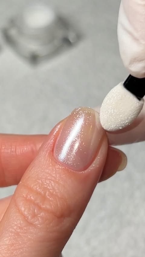 Instagram post by @raelondonnails for OPI. Caption reads: soft bridal chrome 🤍✨ @opinailsuk @opiuki_pro....