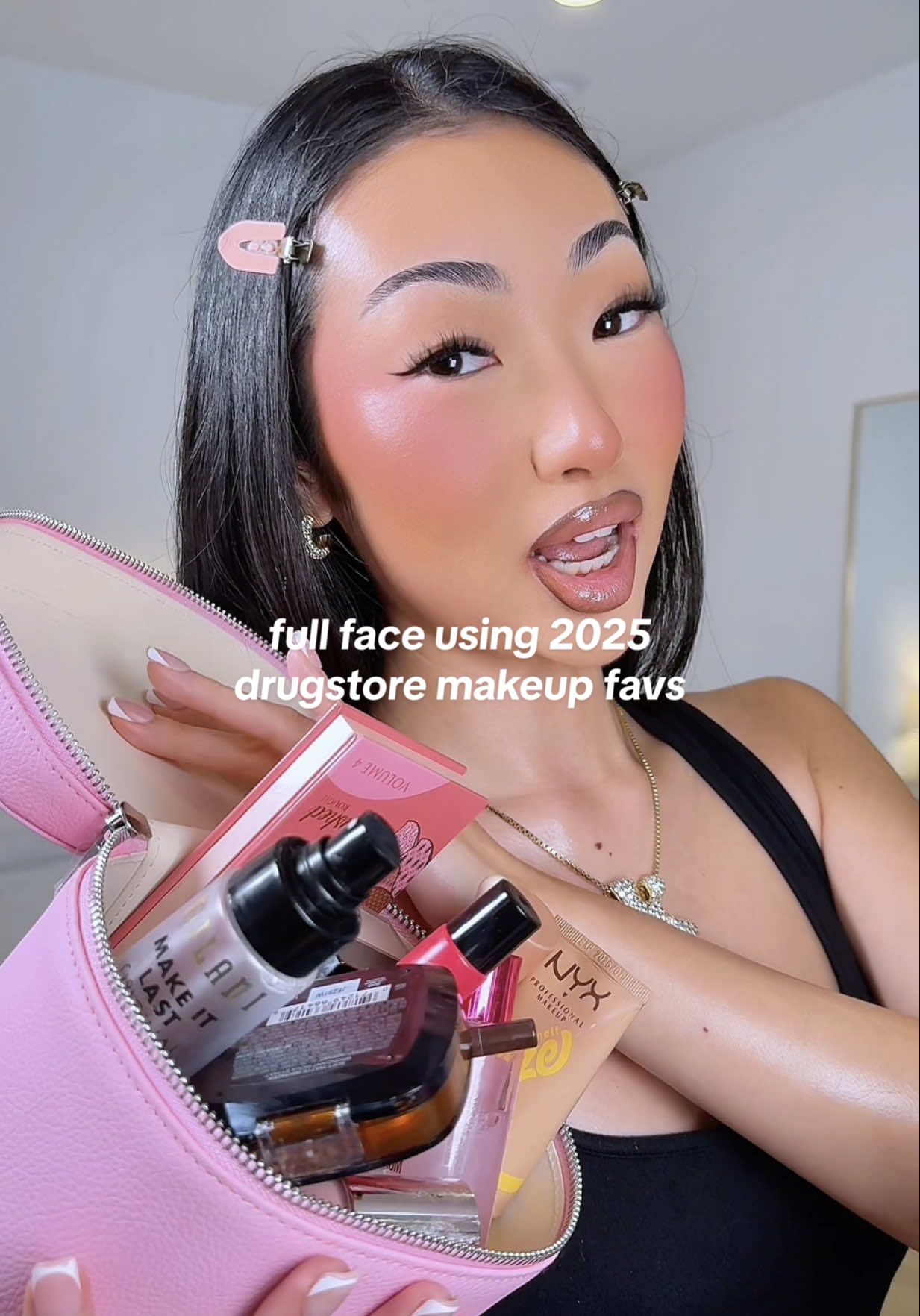 TikTok post by @itsbabykelz for Makeup Revolution. Caption reads: baddies on a budget come to the front! 🫵 let’s do....