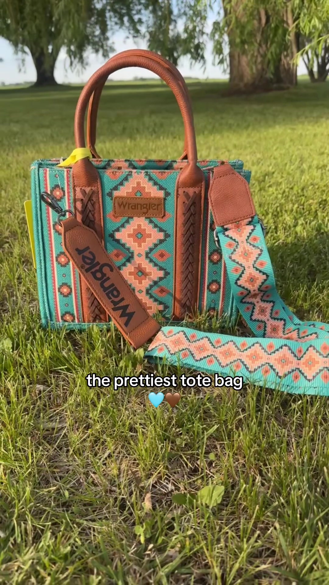 TikTok post by @riley_plante for Rustic Charm Bootic. Caption reads: [...] color and the strap on this one😍 @Rustic....
