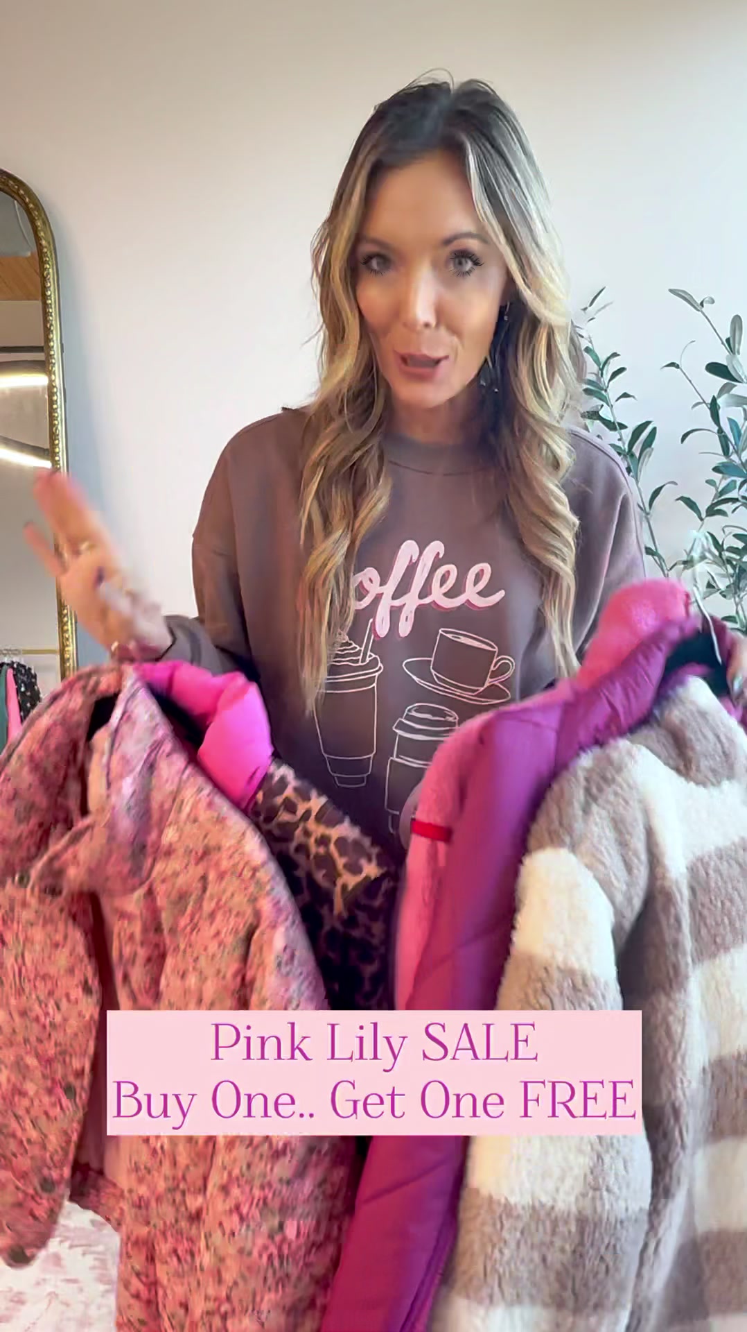 TikTok post by @tori.gerbig for Pink Lily. Caption reads: @The Pink Lily BOGO sale is going on now. It’s the....