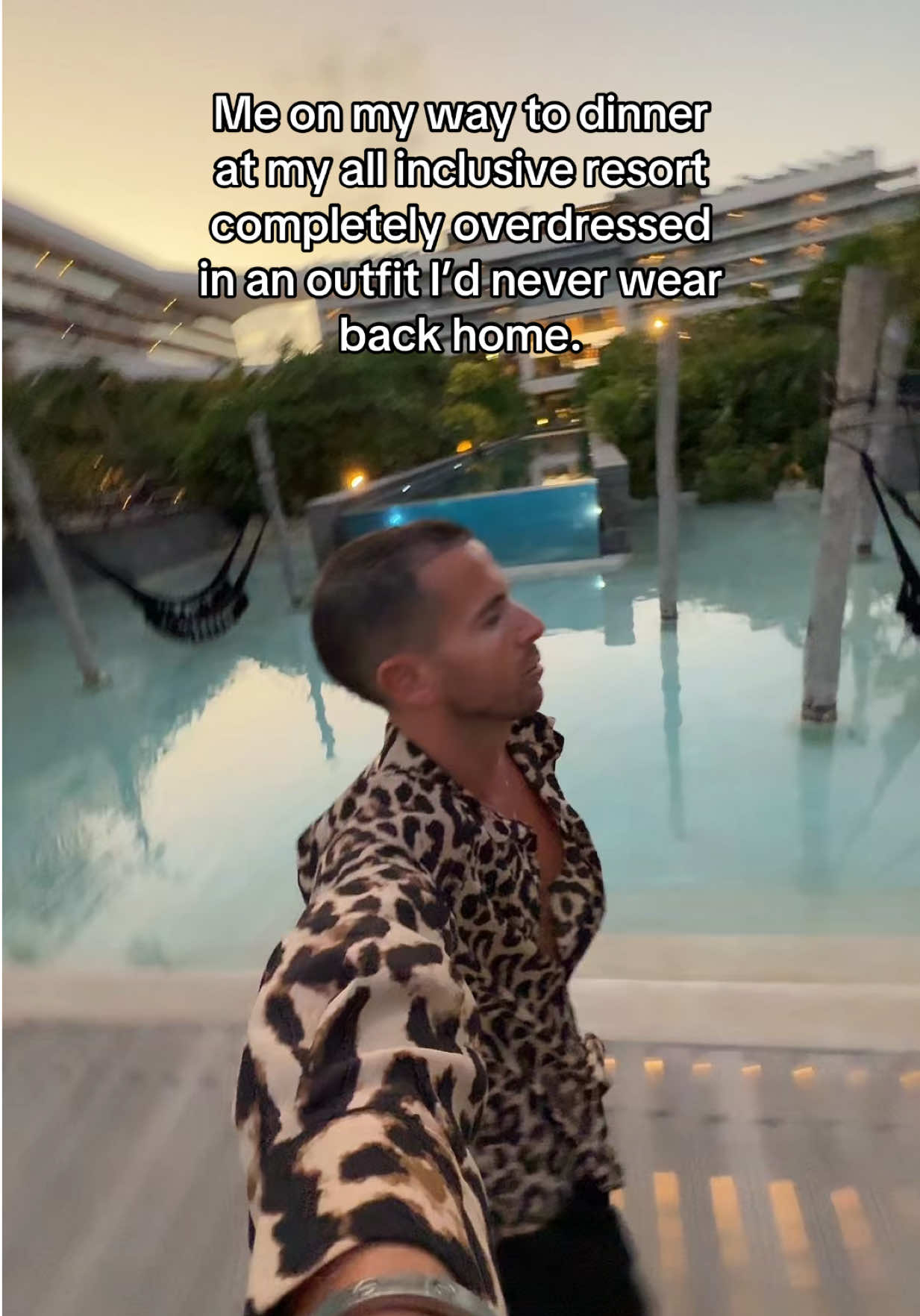 TikTok post by @aaronrenfree for Trending Travel. Caption reads: Who else does this? #resortlife #playadelcarmen....