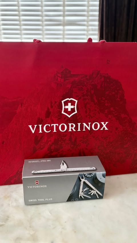 Instagram post by @diytomm for Victorinox. Caption reads: [...] the Swiss Tool X Plus Ratchet from....