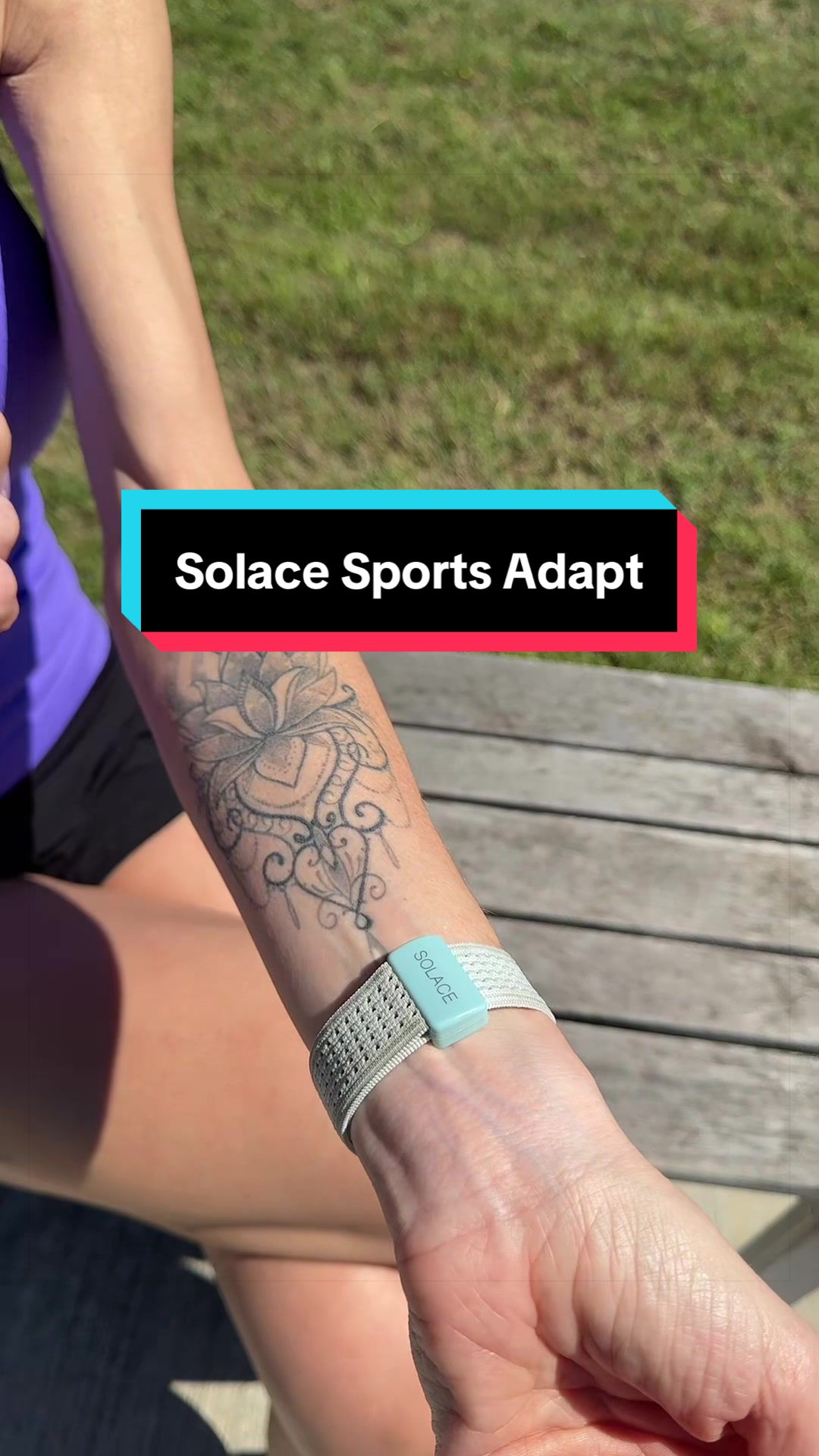 TikTok post by @demanda99 for Solace Bands. Caption reads: [...] band without the hassle… this is it. @Solace....