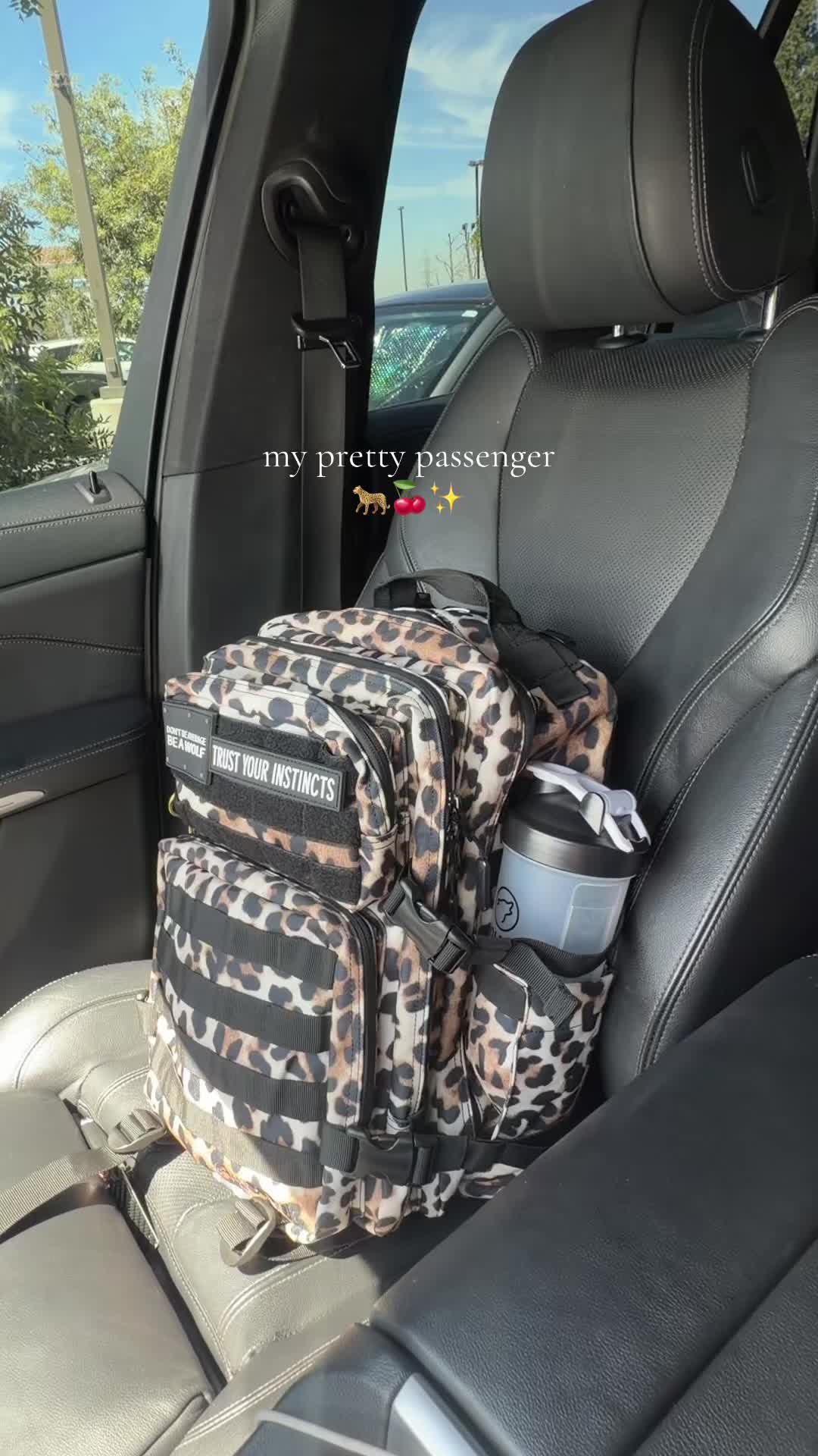 TikTok post by @maartinezsteph for WOLFpak. Caption reads: [...] new baggggg 🐆🍒 new leopard print 35L....