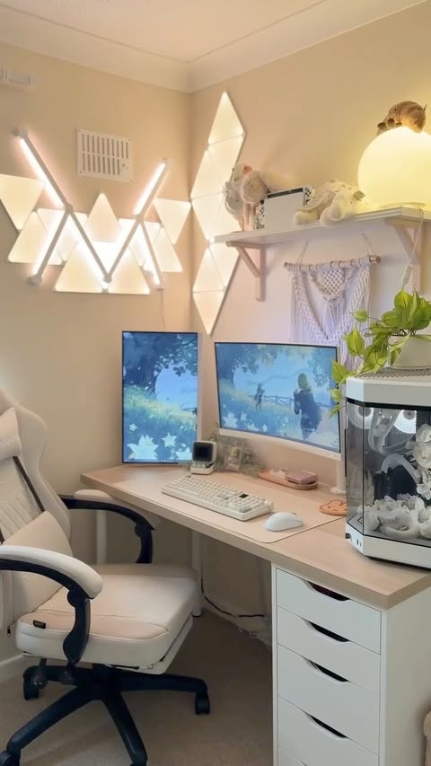Instagram post by @cozymegy for Nanoleaf. Caption reads: [...] 🥹🤍 I’ve always wanted to try out nanoleaf....