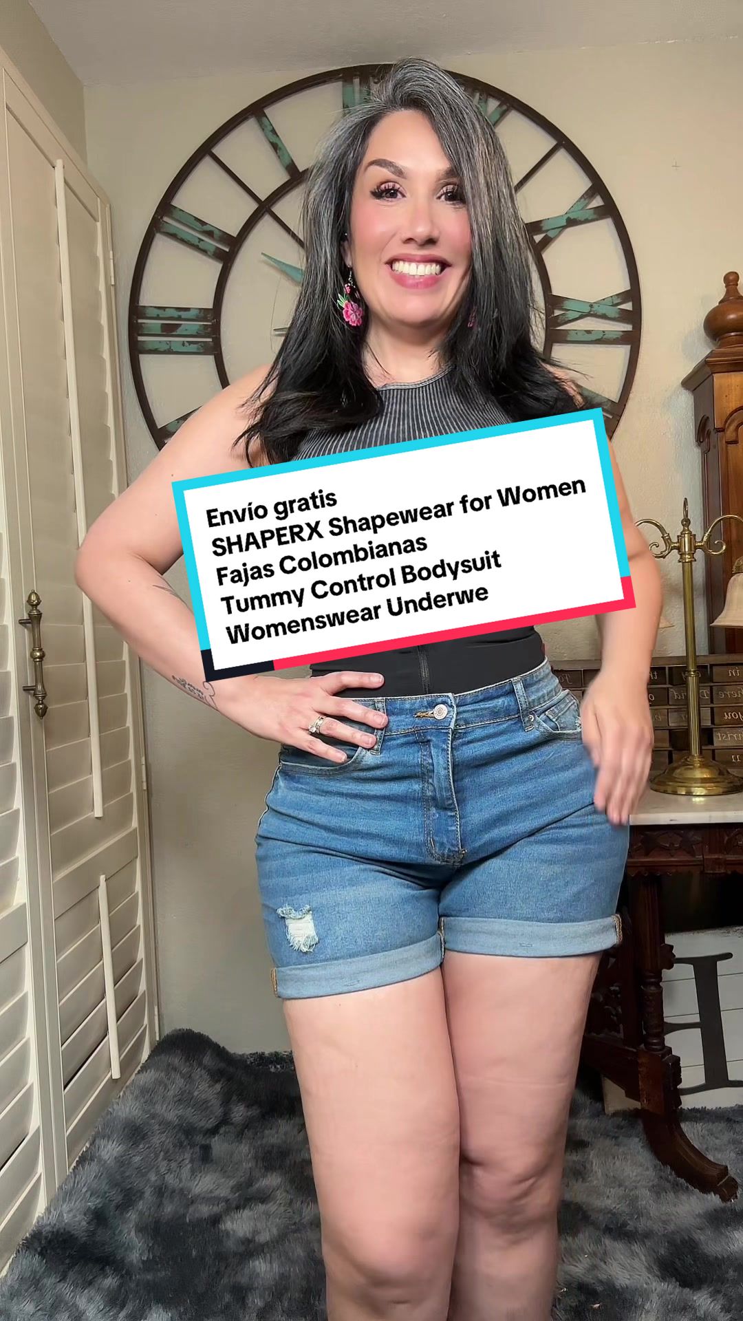 TikTok post by @limon.con.ron for Shaperx. Caption reads: #backtoschool SHAPERX Shapewear for Women Fajas....