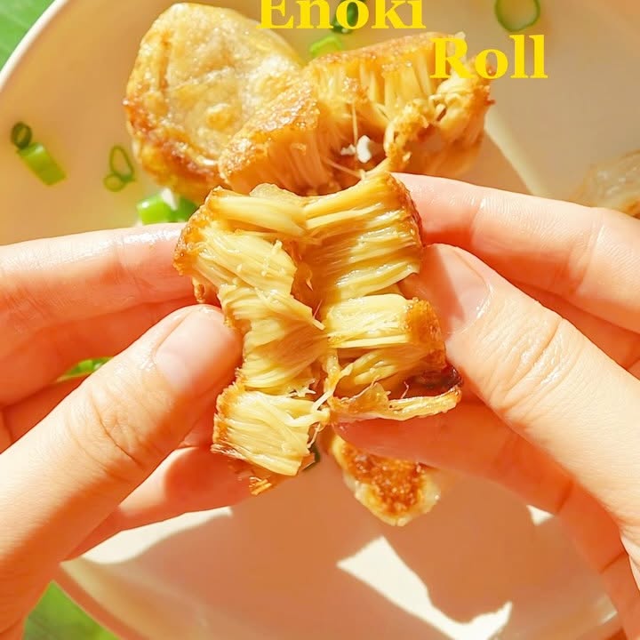 Instagram post by @fationatefoodbelly for Typhur. Caption reads: crispy enoki rolls air fryer version 

For recipe,....
