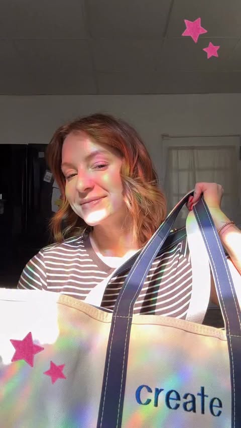 Instagram post by @sincerely.shelbie for Disney Publishing Worldwide. Caption reads: Things in my craft bag that instantly make a rainy....