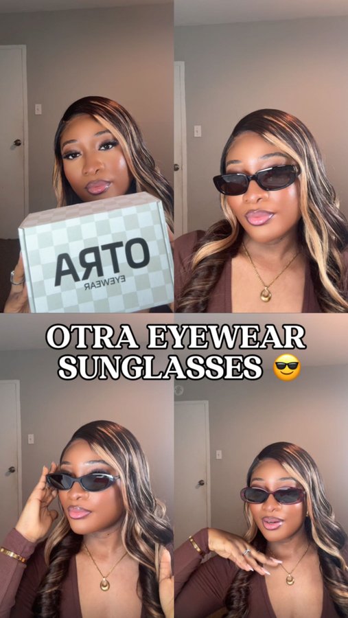 Instagram post by @queenrolly_ for Otra Eyewear. Caption reads: New pairs of Sunglasses 😎 from @otraeyewear !....