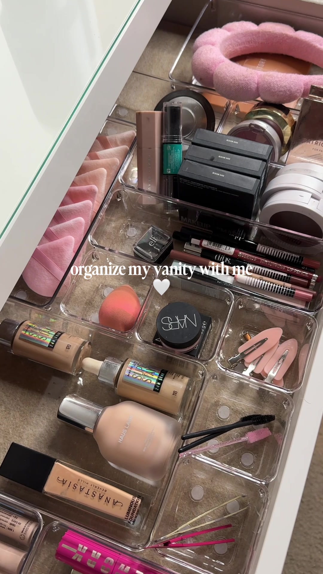 TikTok post by @stassieboo for DIBS Beauty. Caption reads: normalize having more drugstore than high end in....