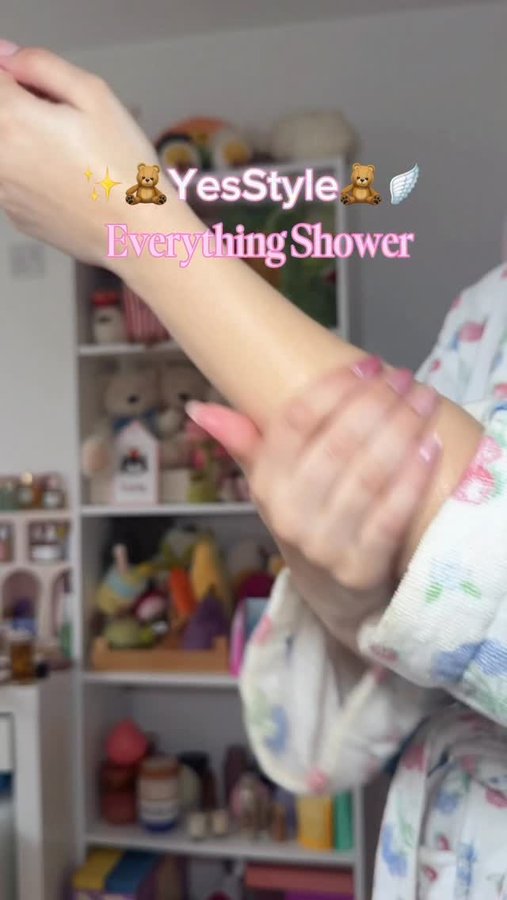 Instagram post by @esmewolfsohn for YesStyle. Caption reads: Ad @yesstyle everything shower routine ❄️🪽

Use....