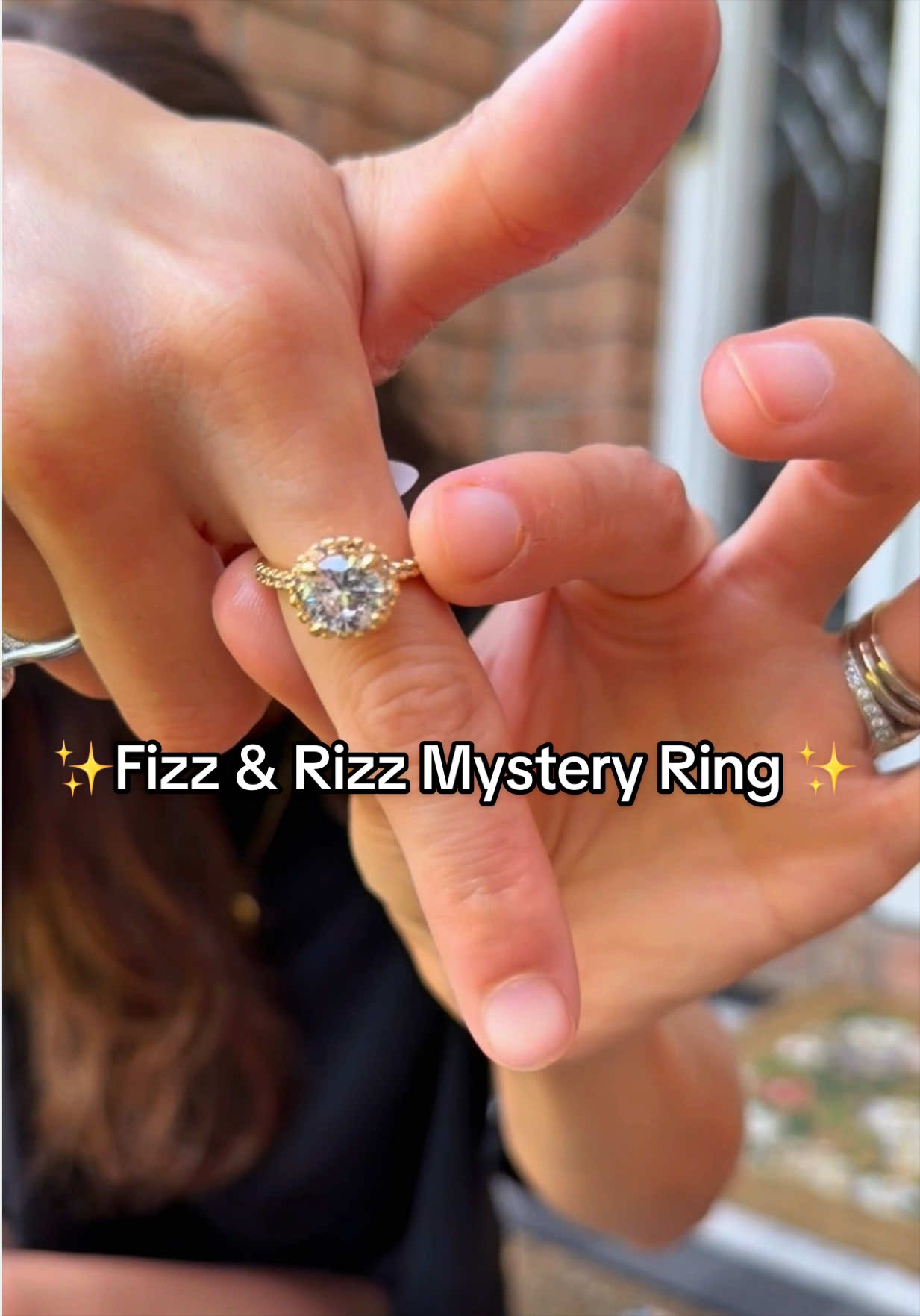 TikTok post by @rebekahhudd for Fizzandrizz. Caption reads: [...] ring that’s worth up to $1500 🙌🏼💍....