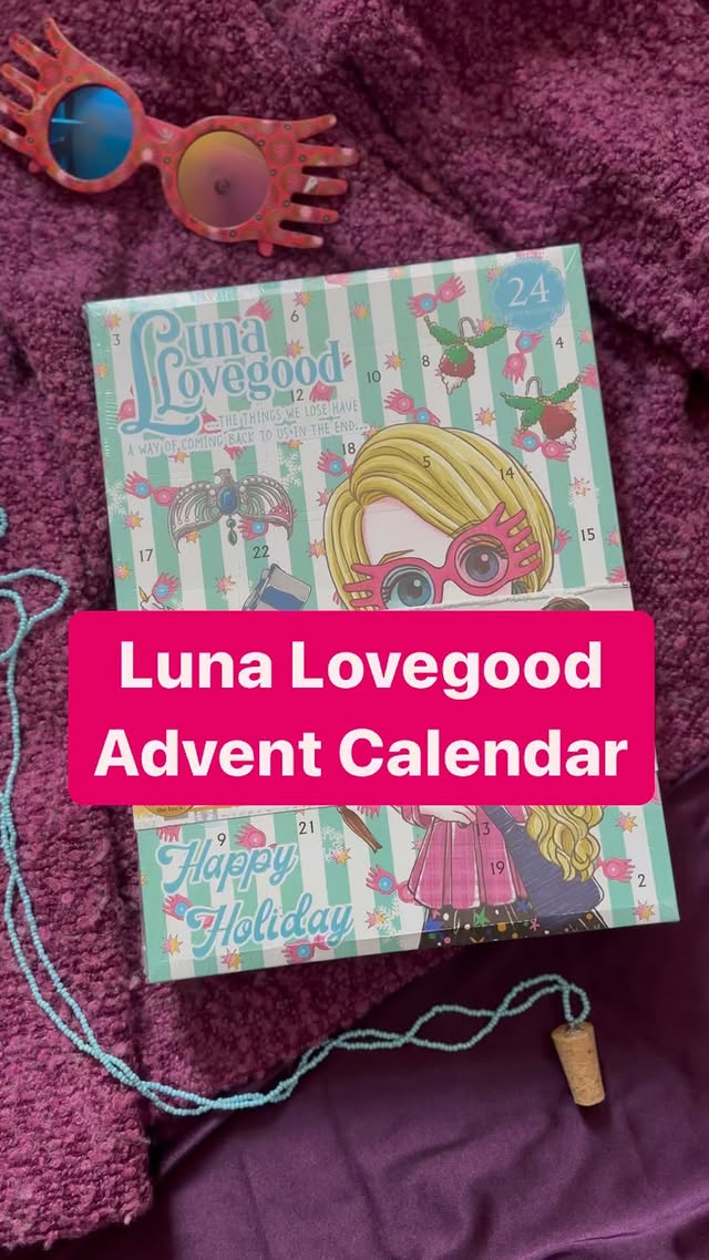 Instagram post by @queenniffler for Cinereplicas. Caption reads: Luna Lovegood Advent Calendar from....