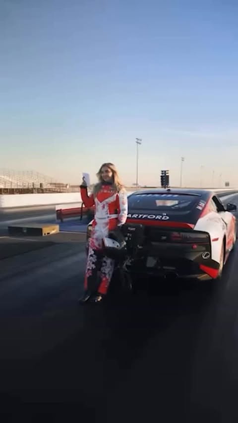 Instagram post by @ms.emelia for Nissan USA. Caption reads: One year ago, @ms.emelia broke the quarter-mile....
