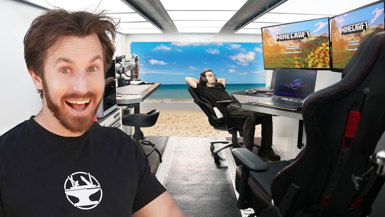 YouTube post by @hacksmith for iFixit. Caption reads: Building a SECRET gaming room in an Armored Truck!.