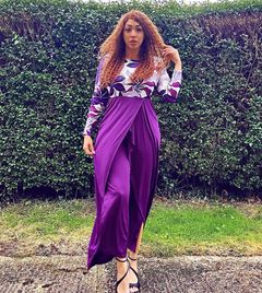 Instagram post by @kaye_d_official for Rosewe. Caption reads: #Ad Thank you @roseweofficial 
The purple is....