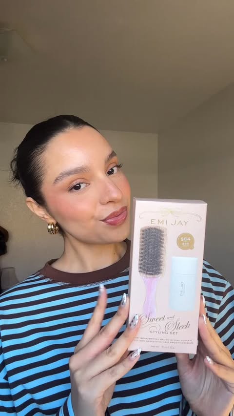 Instagram post by @jackienuneez for Emi Jay. Caption reads: [...] duo you need for the perfect slick back....