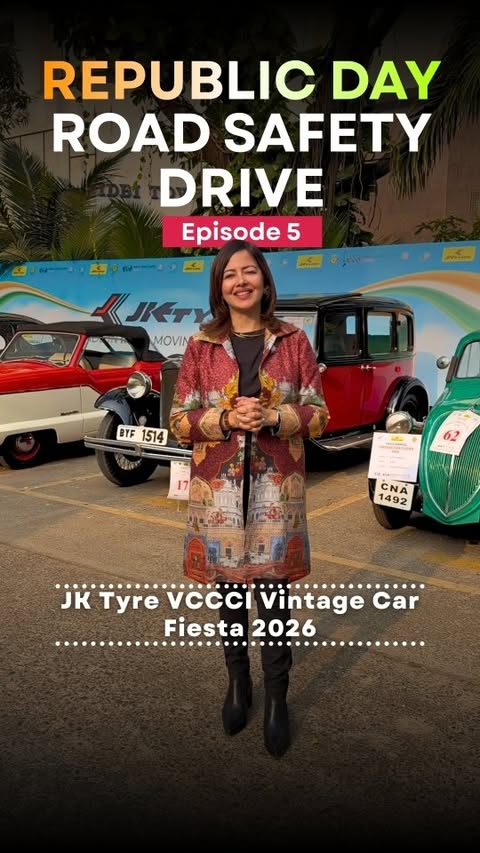 Instagram post by an influencer for JK Tyre. Caption reads: [...] That is also why the JK Tyre VCCCI Vintage....