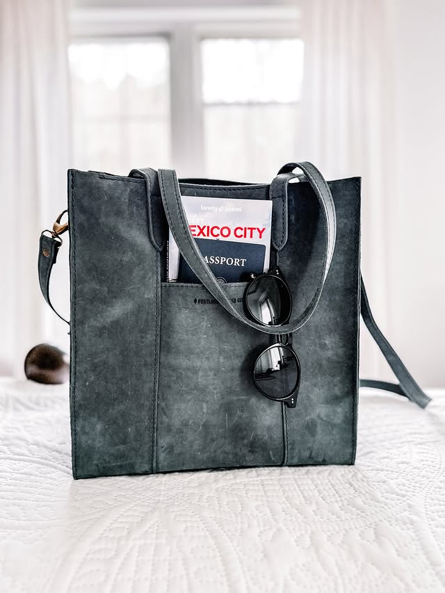 Instagram post by @marensreads for Portland Leather Goods. Caption reads: Books + Bags 

I am starting to plan our next....