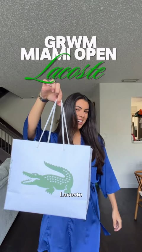 Instagram post by @adrianapaniaguaof for Lacoste. Caption reads: [...] Miami Open 🎾 Serving tennis core with....