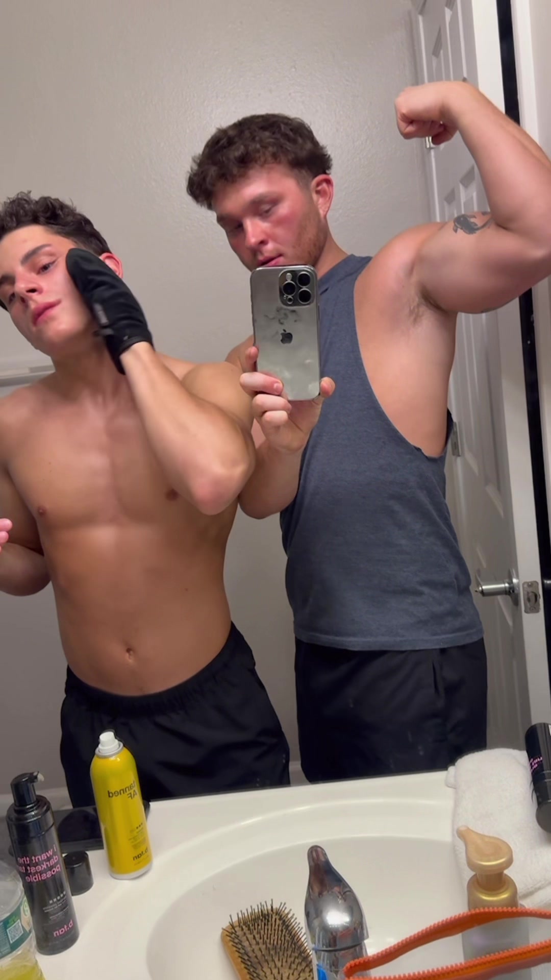 TikTok post by @spontaneoustimes for b.tan. Caption reads: Had to have the darkest tan possible at formal....