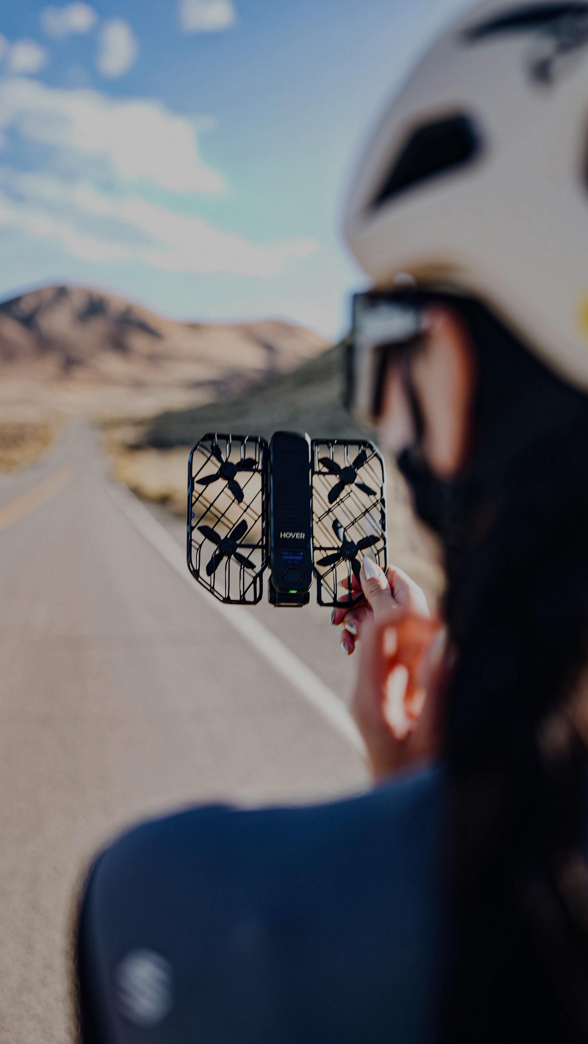 Instagram post by @malenanowotarska for HOVERAir. Caption reads: I’ve always dreamed of capturing my rides from....