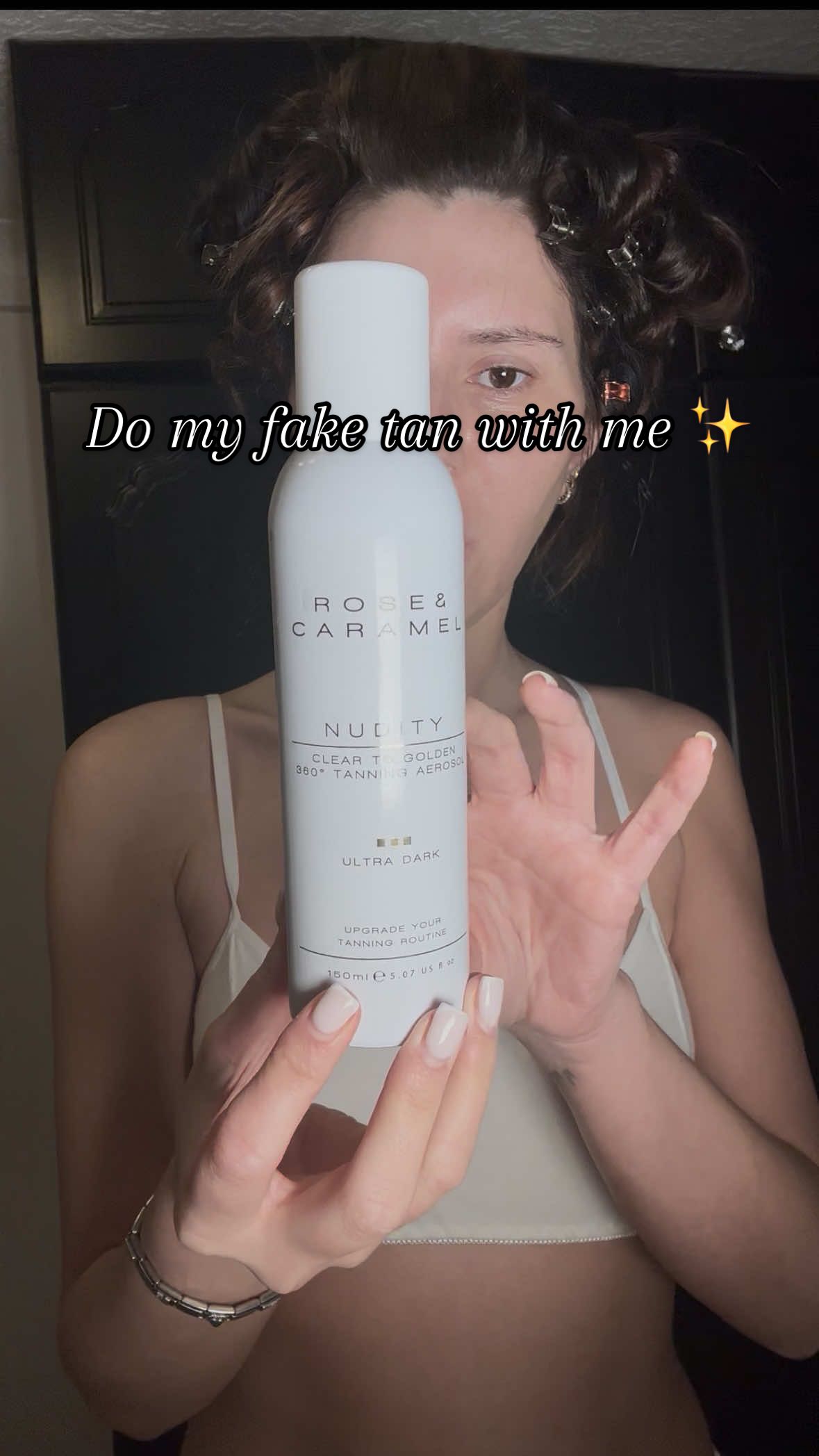 TikTok post by @kyrarosex for Rose & Caramel. Caption reads: This tan has my vote @Rose & Caramel #faketan....