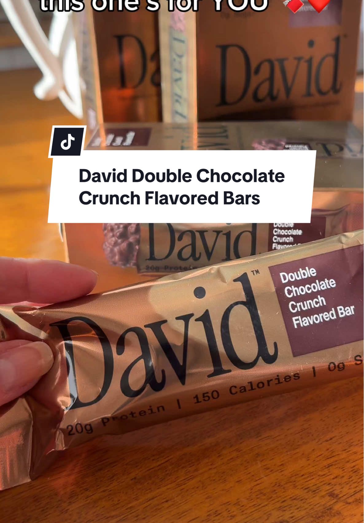 TikTok post by @mariab1006 for David Protein. Caption reads: [...] Double chocolate done right. 🍫....