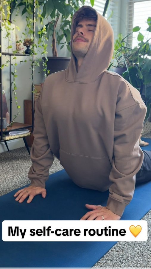 Instagram post by @trevorcarroll for Bearbottom Clothing. Caption reads: Self-care is essential for grounding ourselves and....