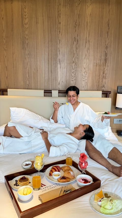 Instagram post by @shiwangisinghh for Marriott Hotels & Resorts. Caption reads: Mornings here didn’t start with alarms they....