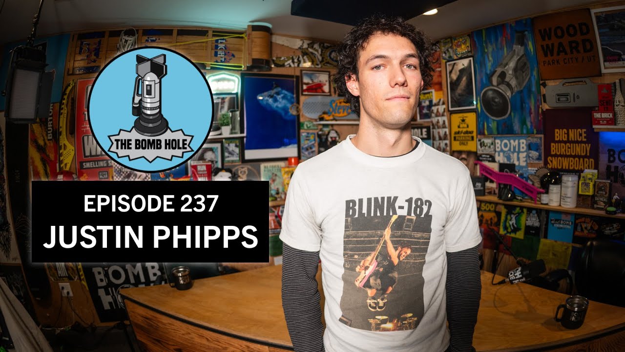 YouTube post by @TheBombHole for Hippeas. Caption reads: Justin Phipps | The Bomb Hole Episode 237.