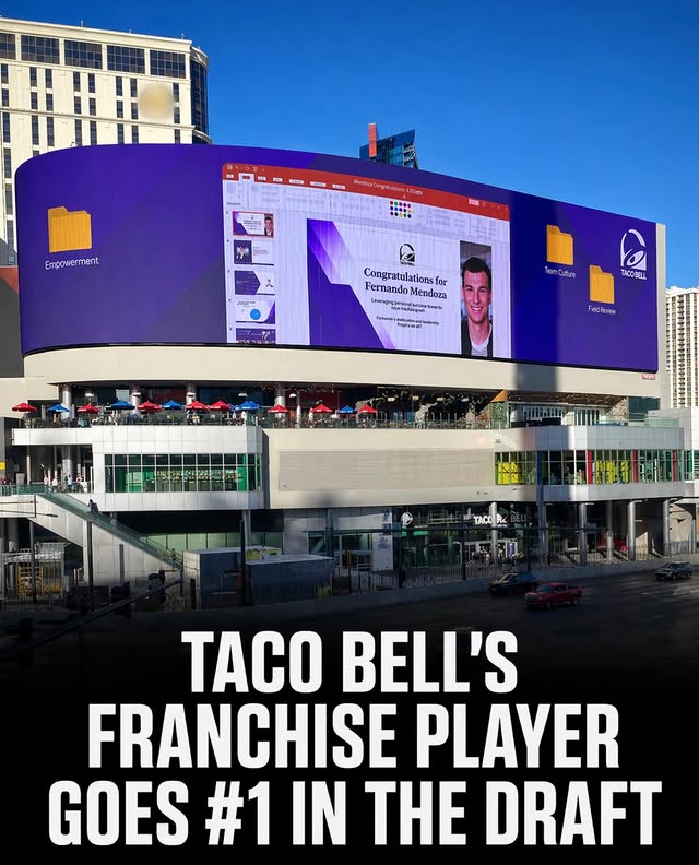 Instagram post by @adamschefter for Taco Bell. Caption reads: [...] and so is the celebration. @tacobell lit up....