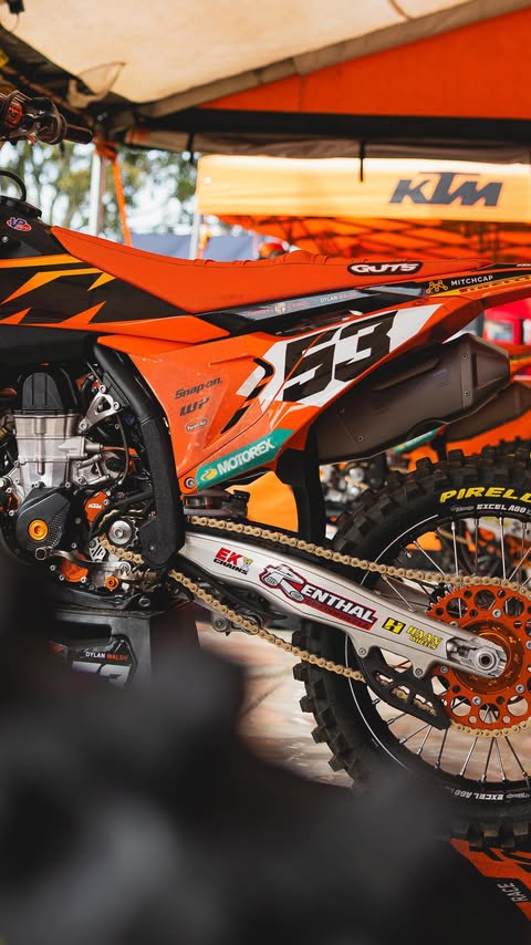 Instagram post by @motorexaus for KTM. Caption reads: KTM Racing Team x @motorexaus in [...].