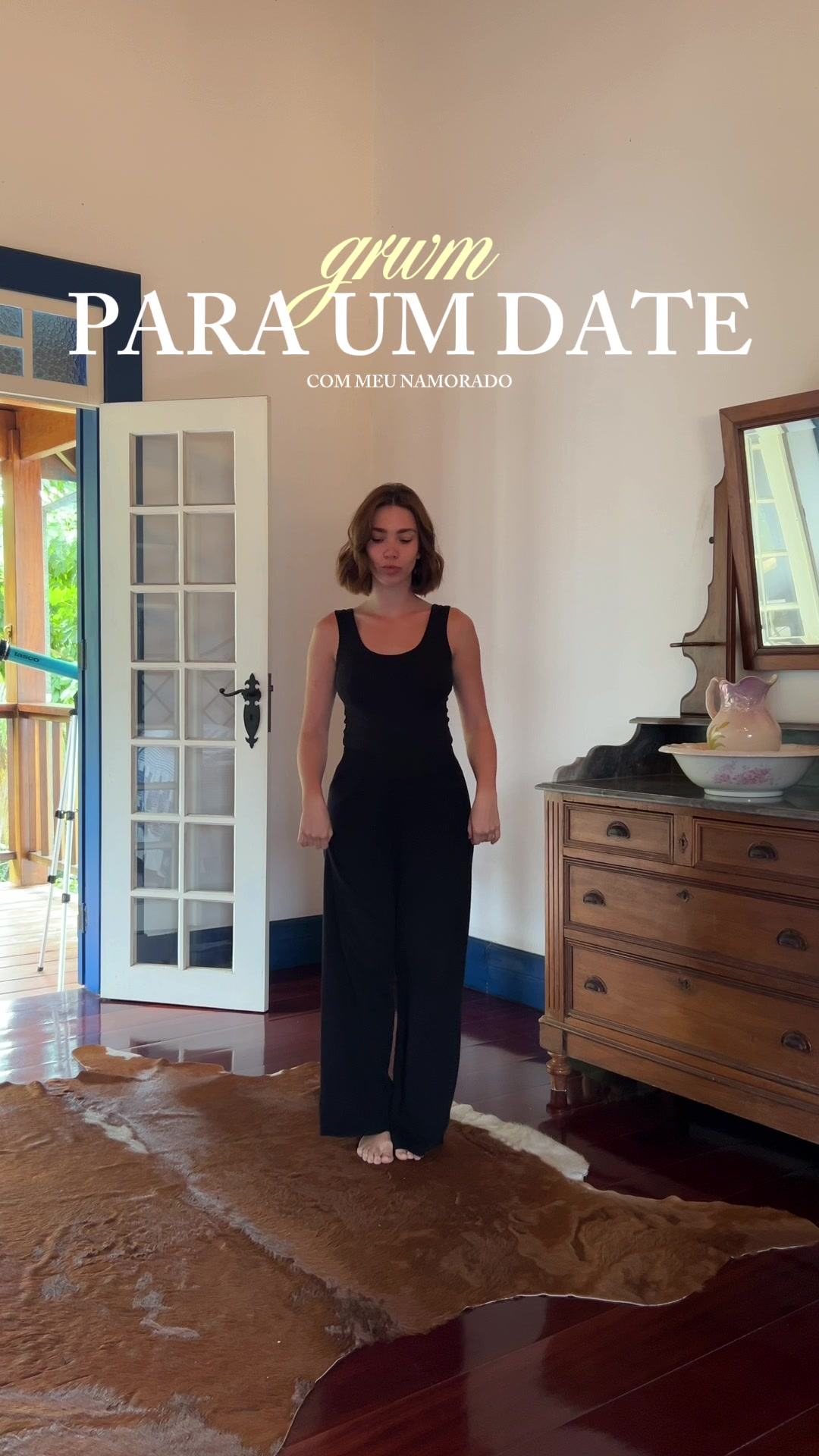 TikTok post by @stephanefariaa for Carolina Herrera. Caption reads: Me arrumando pro nosso jantar de Dia dos Namorados....