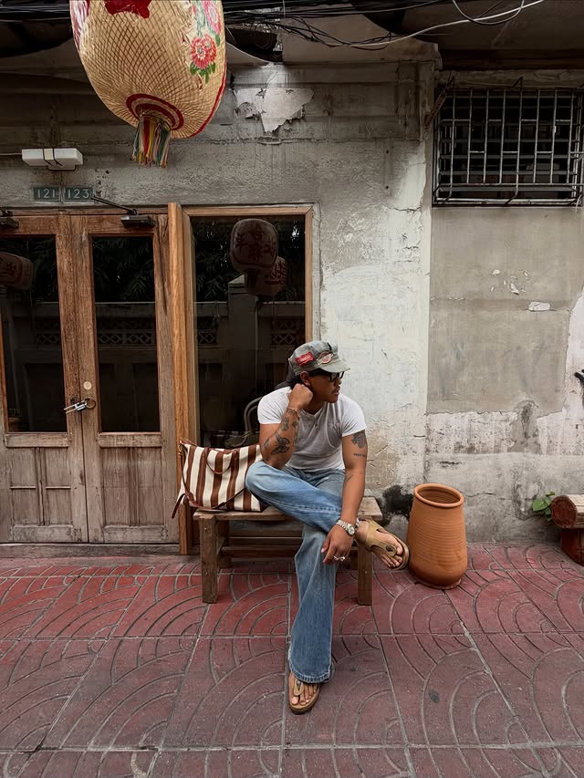 Instagram post by @miguelvpatron for Birkenstock. Caption reads: sandal season in Thailand @birkenstockusa #ad.