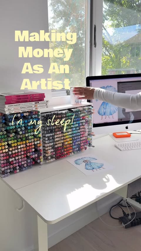 Instagram post by @hnicholsillustration for Printify. Caption reads: @printify is my artist secret weapon to keeping....