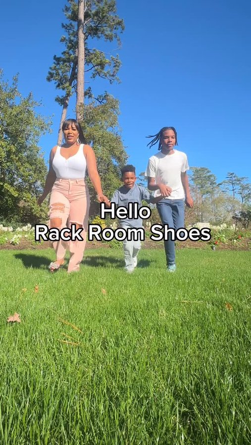 Instagram post by @asiarenise_ for Rack Room Shoes. Caption reads: Step into Spring With Us: Family Fun with Rack....