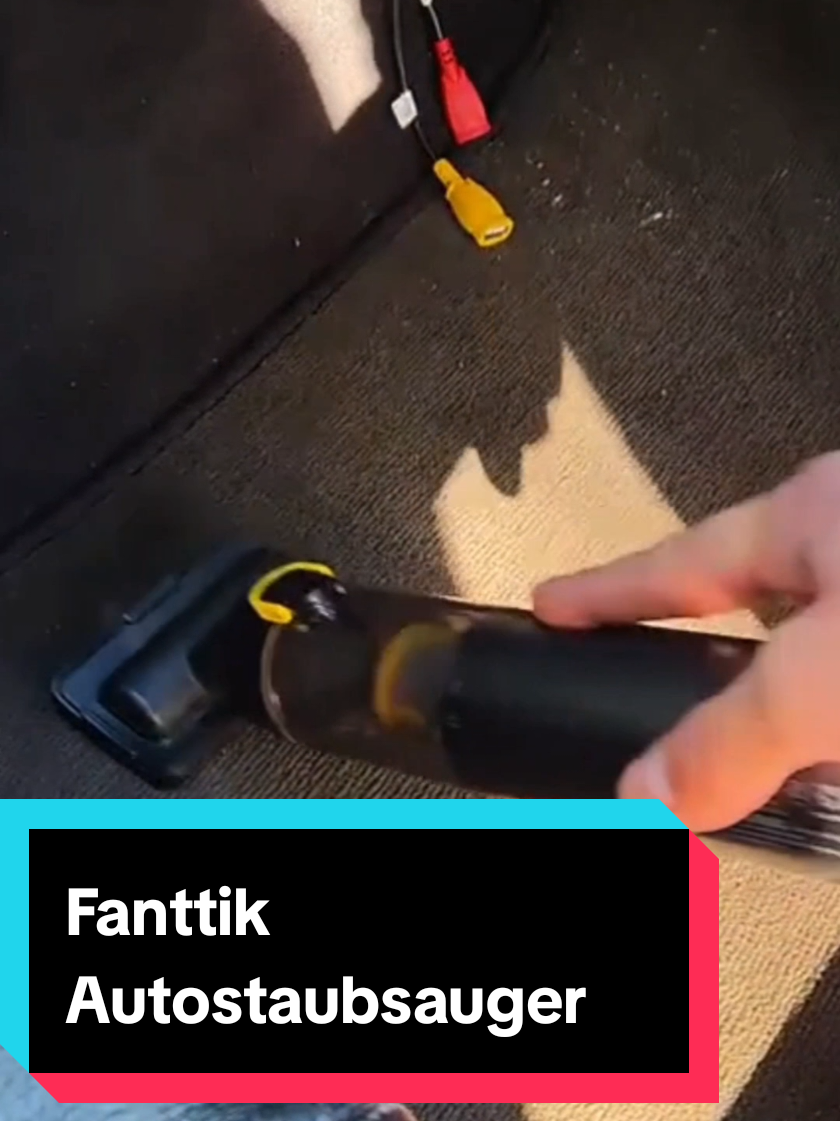 TikTok post by @milanoseni for Fanttik. Caption reads: Fanttik V8 Apex Auto Staubsauger auto [...].