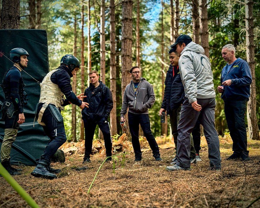 Instagram post by @beatemupstunts for Century Martial Arts. Caption reads: 🔥⚔️ BEHIND THE STUNTS – THE WITCHER SEASON 4 Some....