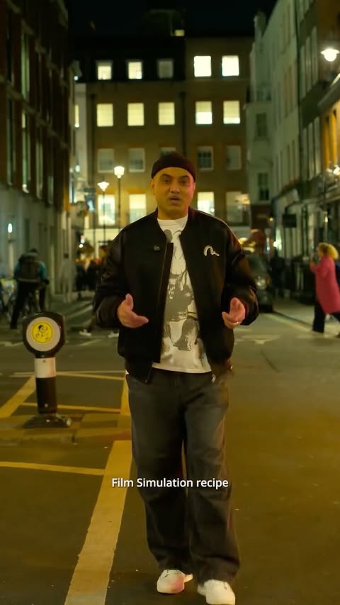 Instagram post by @mrwhisper for Fujifilm. Caption reads: [...] cinematic look straight out of your Fujifilm....