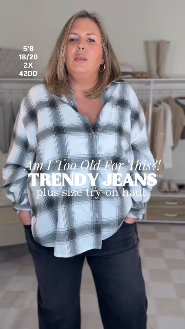 Instagram post by @ashley_dorough for American Eagle. Caption reads: SIZES 20-000 ✨ AM I TOO OLD FOR THIS?! TRENDY....