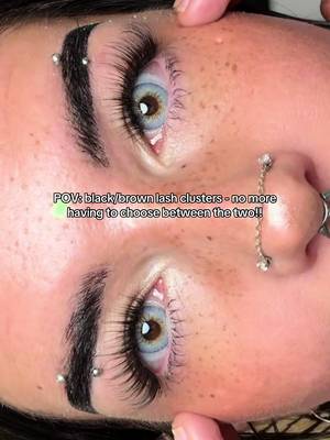 TikTok post by @scary_elle for VAOFFICE. Caption reads: Can’t decide between black or brown lashes? Don’t....