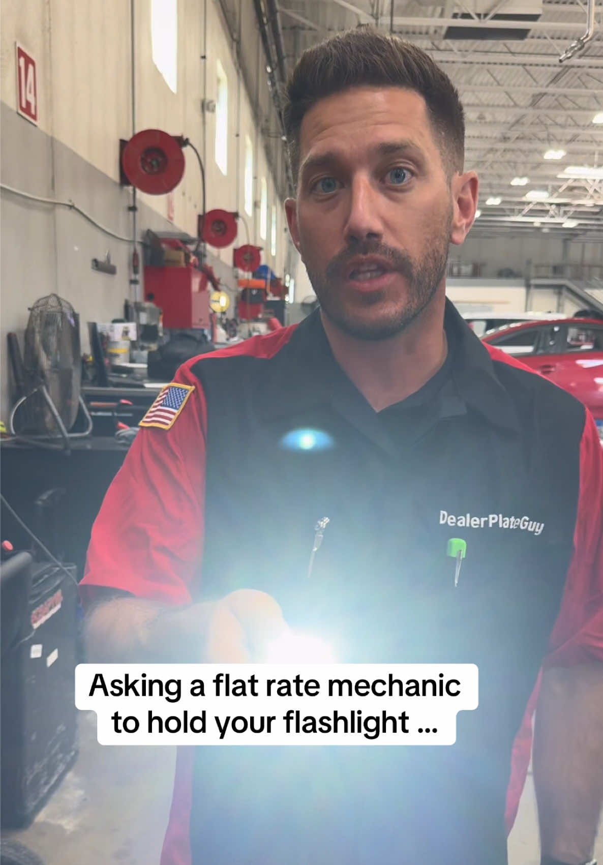 TikTok post by @dealerplateguy for Olight. Caption reads: The Olight ArkPro Ultra is a mechanic's dream …....