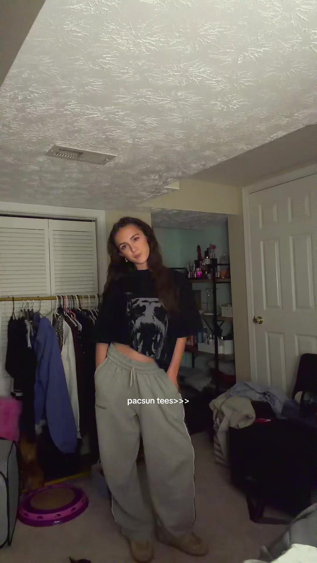 TikTok post by @cchloekknight for pacsun. Caption reads: @pacsun - sweats are @Urban Outfitters [...].