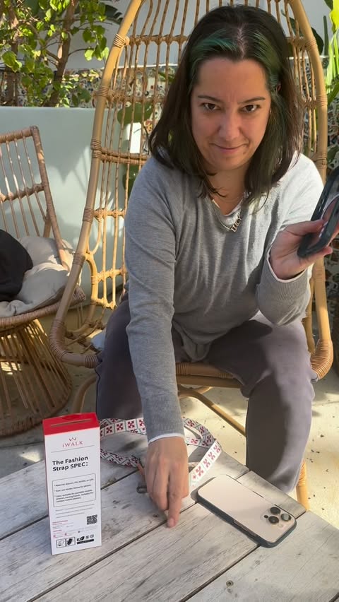 Instagram post by @americandream.ugc for iWALK. Caption reads: Hands-free days are the best days 📱✨
This phone....