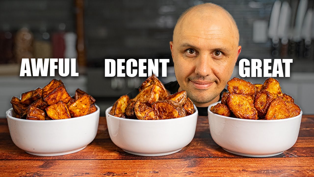 YouTube post by @thatdudecancook for Typhur. Caption reads: I Tested 6 Ways to Air Fry Potatoes, Only One Wins.